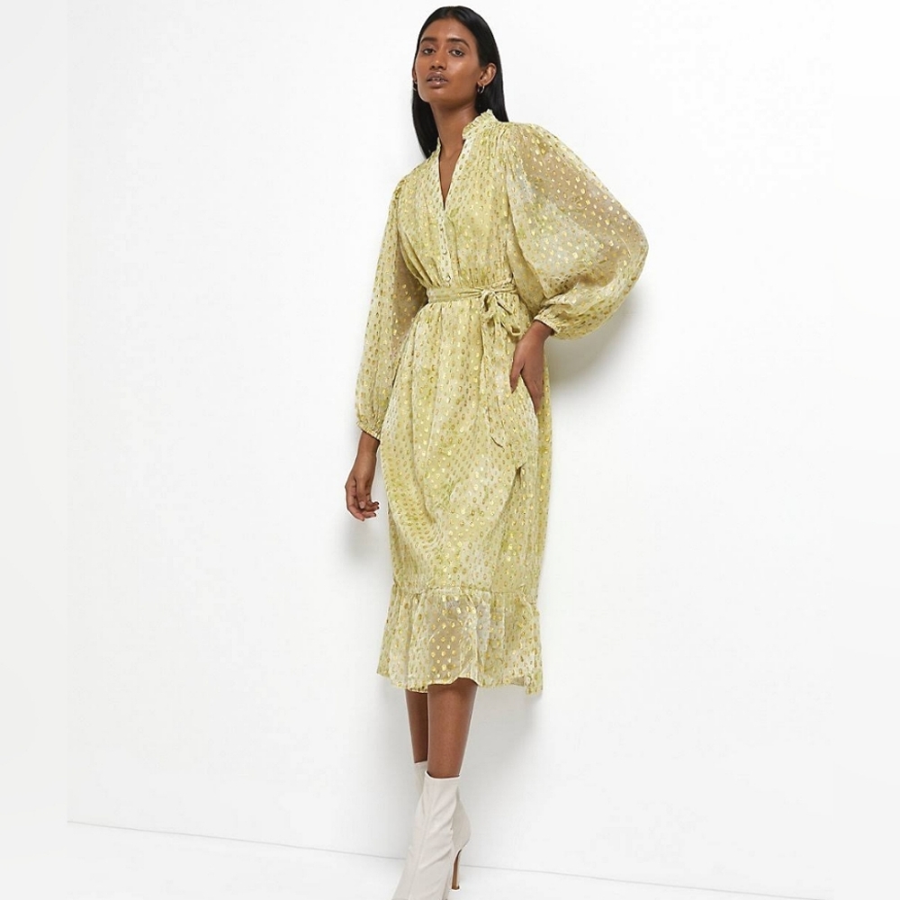Elegant Yellow Wrap Dress